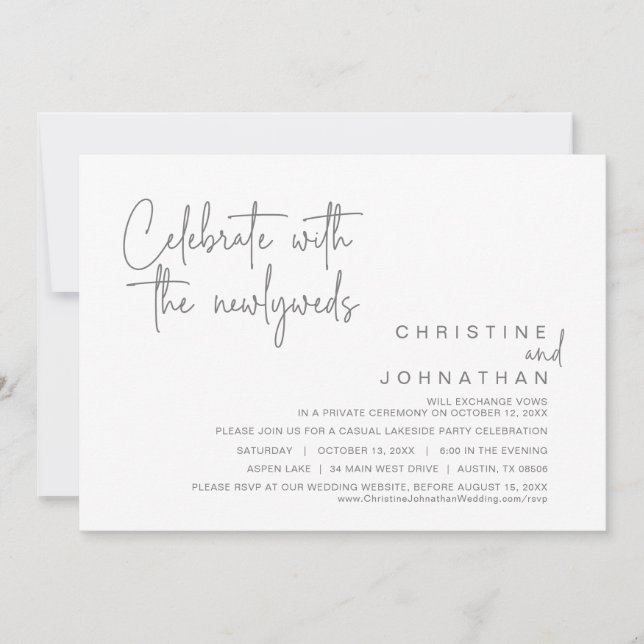 Celebrate with the newlyweds, Wedding Elopement In Invitation (Front)