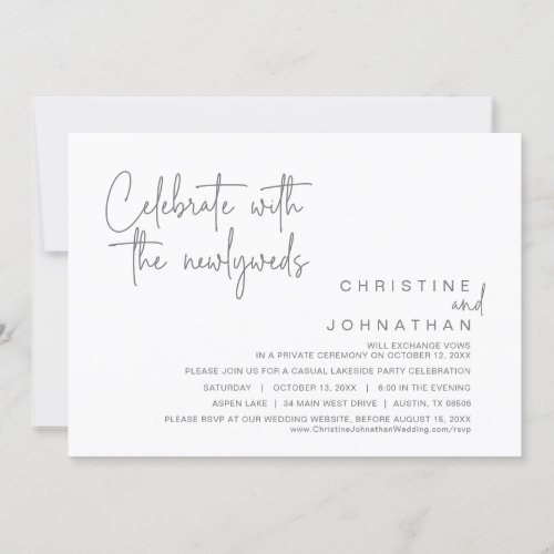 Celebrate with the newlyweds Wedding Elopement In Invitation