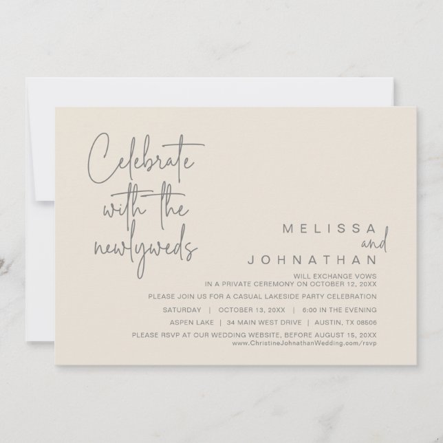 Celebrate with the newlyweds, Wedding Elopement In Invitation (Front)