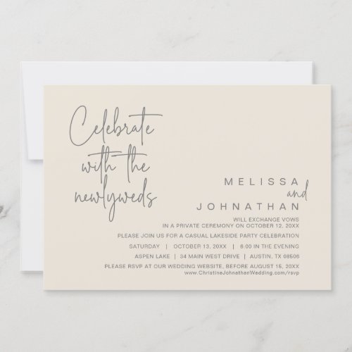 Celebrate with the newlyweds Wedding Elopement In Invitation