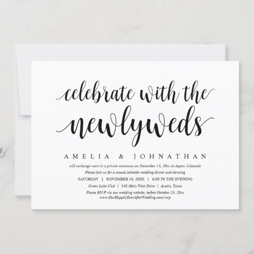 Celebrate With The Newlyweds Wedding Elopement Invitation