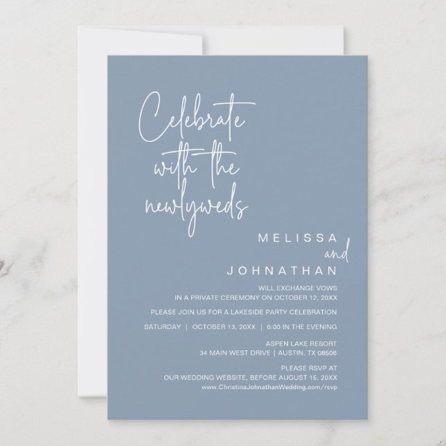 Celebrate With The Newlyweds, Wedding Elopement Invitation (Front)