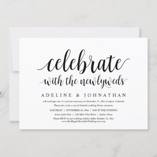 Celebrate with the Newlyweds Wedding Elopement Invitation
