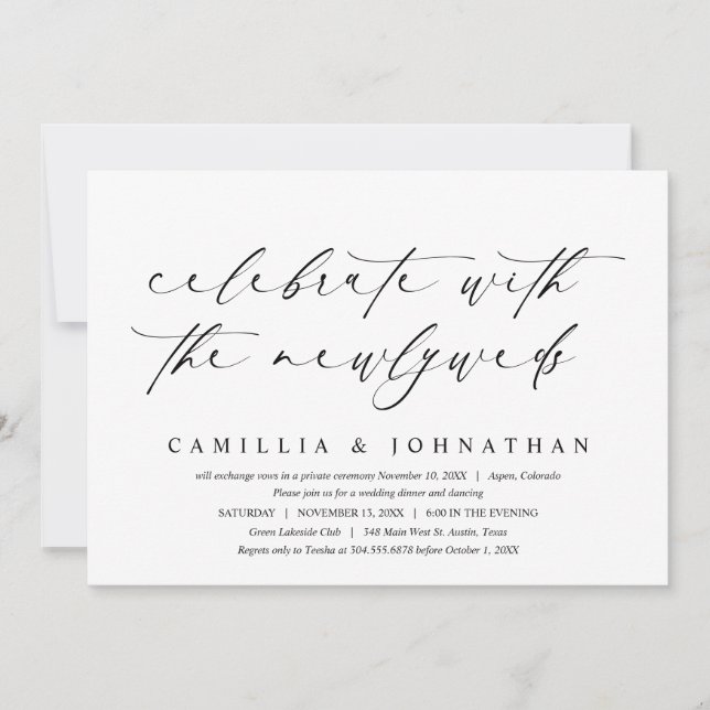 Celebrate with the newlyweds, Wedding Elopement Invitation (Front)