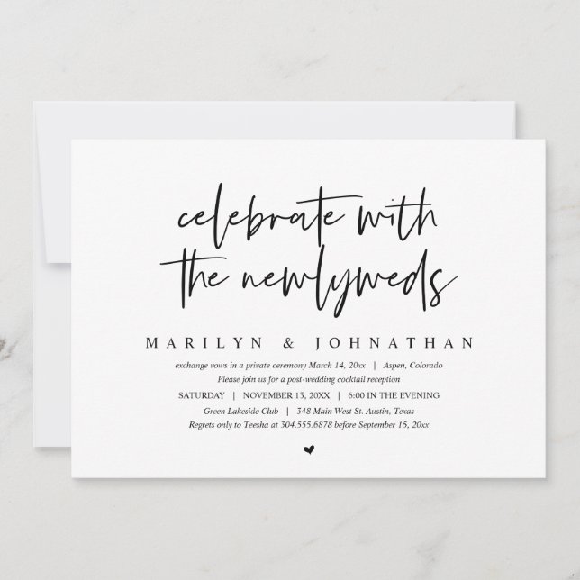 Celebrate with the newlyweds, Wedding Elopement Invitation (Front)