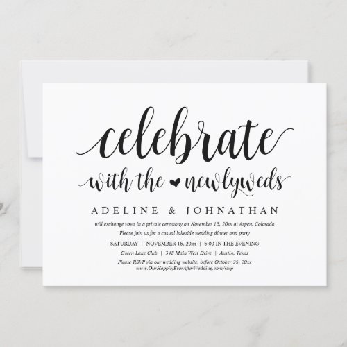 Celebrate with the Newlyweds Wedding Elopement Invitation
