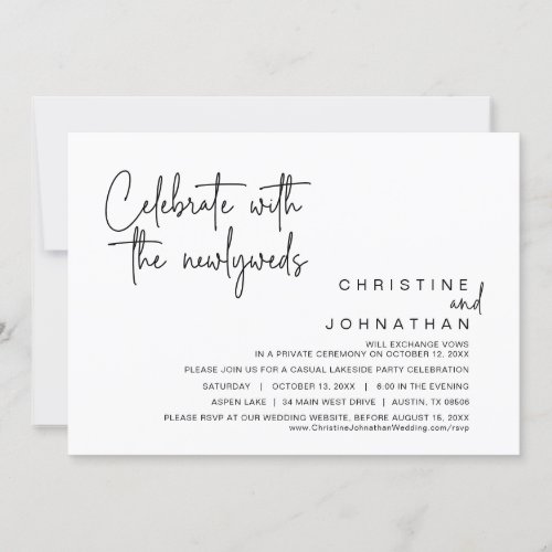 Celebrate with the newlyweds Wedding Elopement Invitation