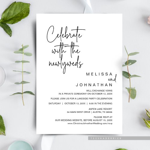 Celebrate With The Newlyweds Wedding Elopement Invitation