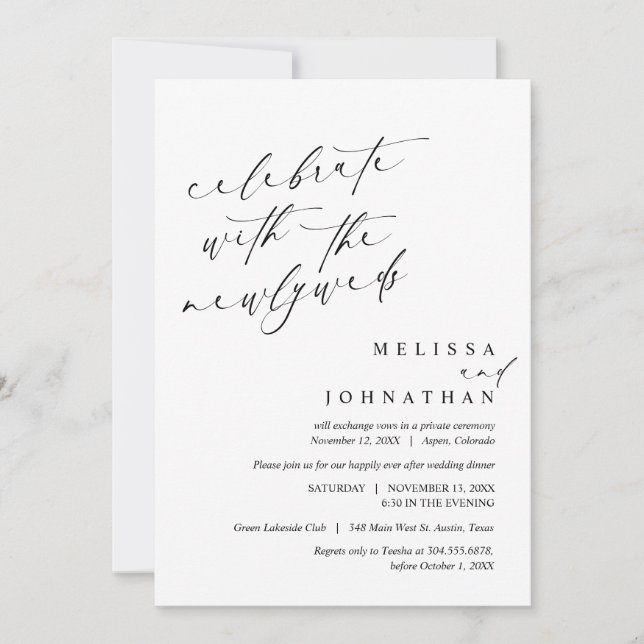 Celebrate with the newlyweds, Wedding Elopement Invitation (Front)