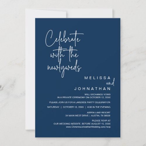 Celebrate With The Newlyweds Wedding Elopement Invitation