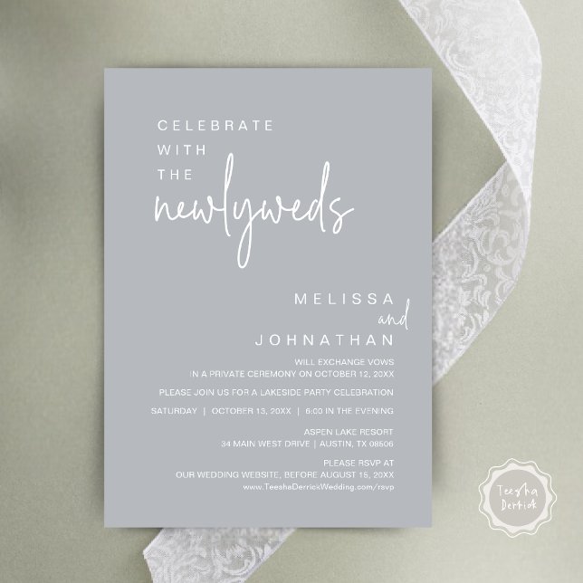 Celebrate With The Newlyweds, Wedding Party Invitation (Celebrate With The Newlyweds, Modern Wedding Party Invitation Card, PDF, in Chill Grey)