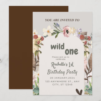 Celebrate With Us 1st birthday Wild flower   Invitation