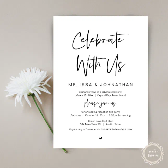 Celebrate with us, Black, Wedding Elopement Invitation | Zazzle