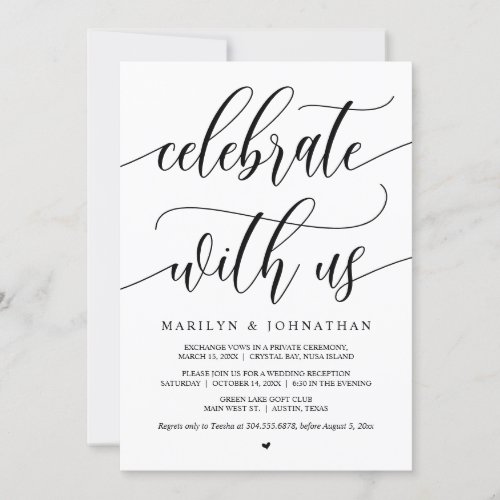 Celebrate with us Black Wedding Elopement Party Invitation