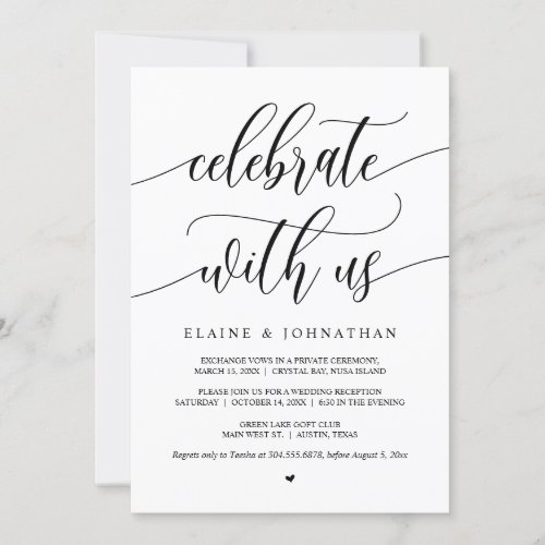 Celebrate with us Black Wedding Elopement Party Invitation