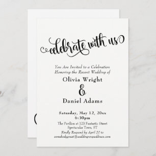 Celebrate with Us Bold Black White Reception Only Invitation