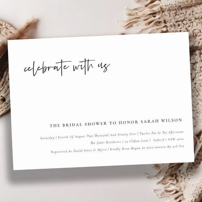 Celebrate With Us Calligraphy Bridal Shower Invite (Creator Uploaded)