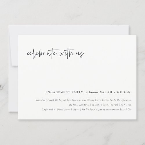 Celebrate With Us Calligraphy Engagement Invite