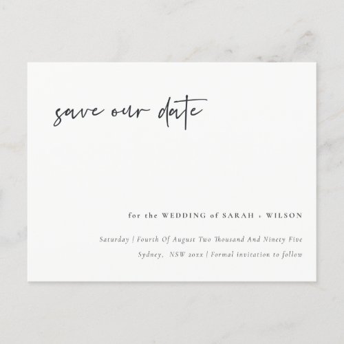 Celebrate With Us Calligraphy Save the Date Postcard