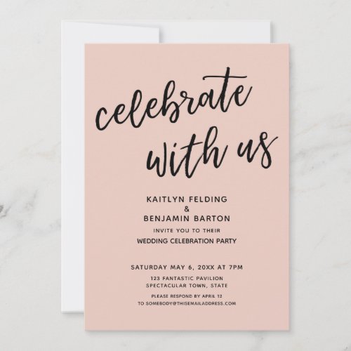 Celebrate with Us Casual Blush Pink Wedding Party Invitation