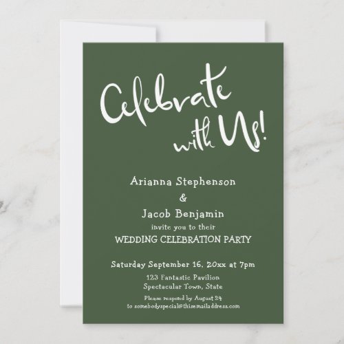 Celebrate with Us Casual Green Wedding Party Invitation
