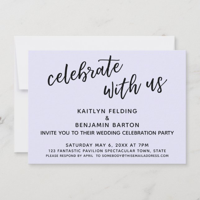 "Celebrate with Us" Casual Lavender Reception-Only Invitation (Front)