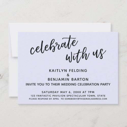 Celebrate with Us Casual Lavender Reception_Only Invitation