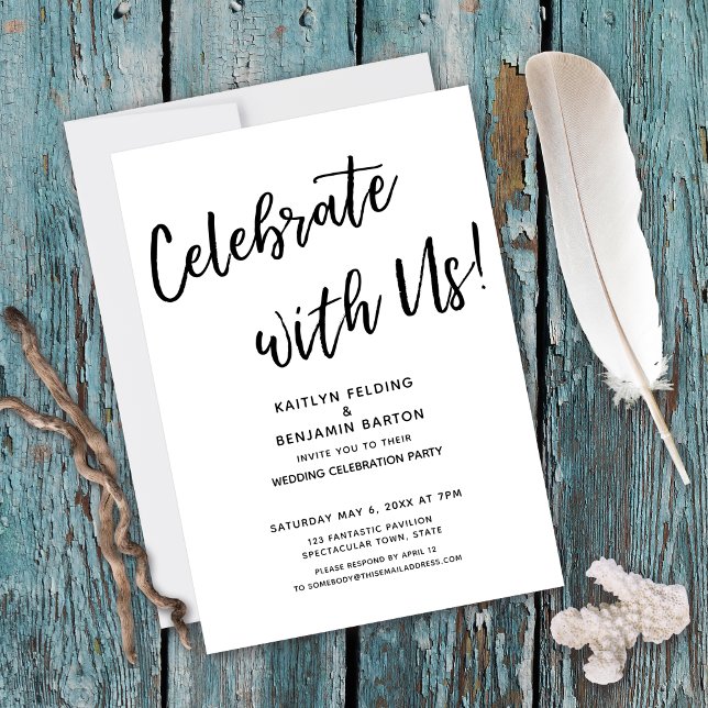 "Celebrate with Us!" Casual Modern Wedding Party Invitation
