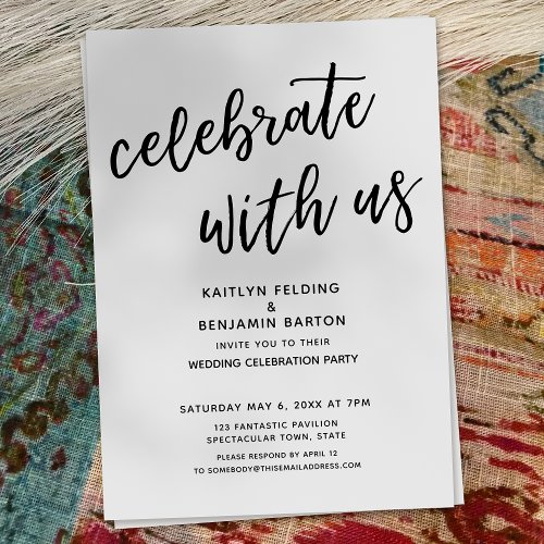 Celebrate with Us Casual Modern Wedding Party Invitation