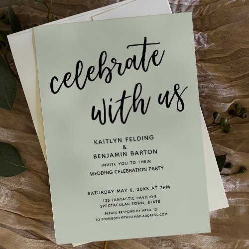 Celebrate with Us Casual Sage Green Wedding Party Invitation