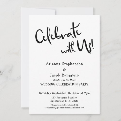 Celebrate with Us Casual Simple Wedding Party Invitation
