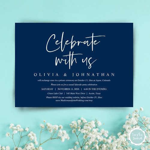 Celebrate with us Casual Wedding Elopement Party Invitation