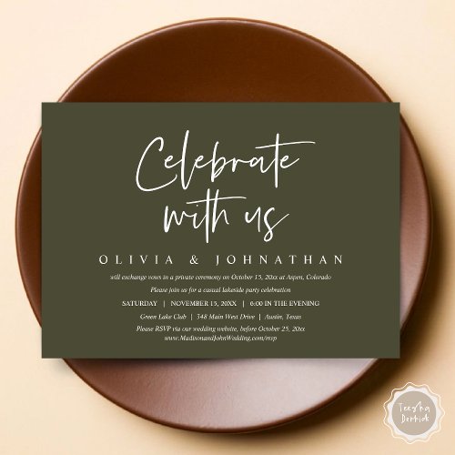 Celebrate with us Casual Wedding Elopement Party Invitation
