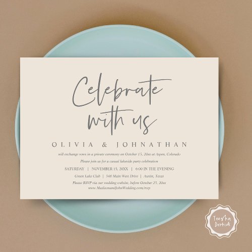 Celebrate with us Casual Wedding Elopement Party Invitation