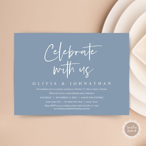 Celebrate with us Casual Wedding Elopement Party Invitation