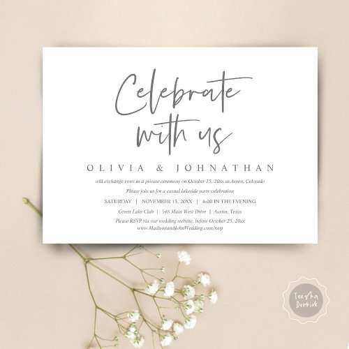 Celebrate with us Casual Wedding Elopement Party Invitation