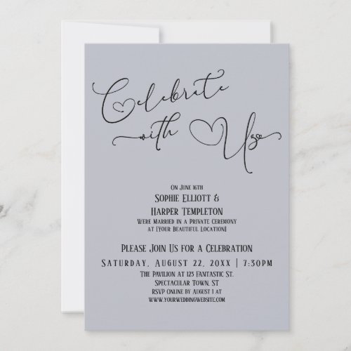 Celebrate with Us Dusty Blue Reception Only Invitation