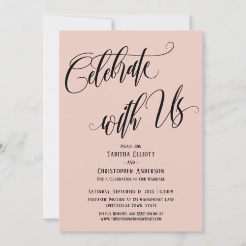 Celebrate with Us Elaborate Script Blush Pink Invitation