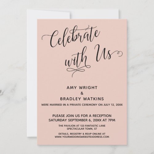 Celebrate with Us Elegant Blush Reception_Only Invitation