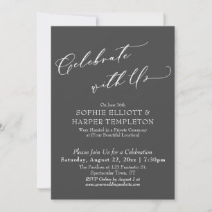 Celebrate with Us Elegant Dark Gray Reception Only Invitation