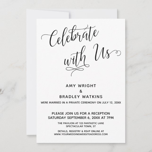 "Celebrate with Us" Elegant Post-Wedding Reception Invitation (Front)