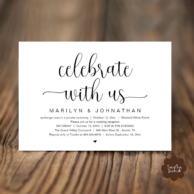 Celebrate With Us Elegant Wedding Reception Dinner Invitation (Celebrate With Us Elegant Modern Wedding Reception Dinner Invitation Card in Black and White)