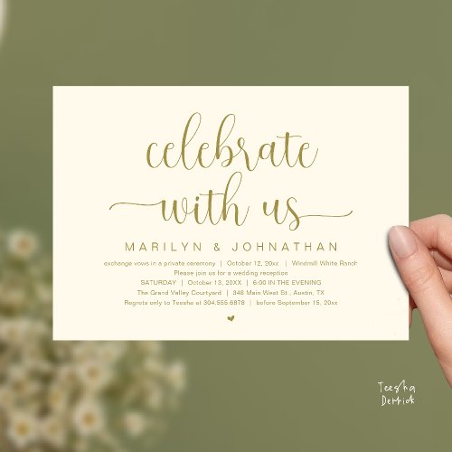 Celebrate With Us Elegant Wedding Reception Dinner Invitation