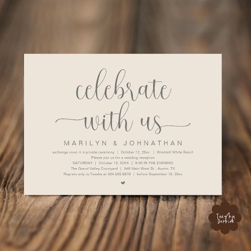 Celebrate With Us Elegant Wedding Reception Dinner Invitation