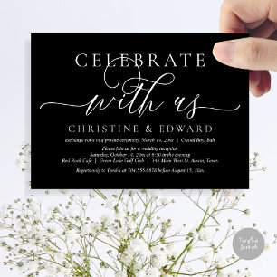Celebrate with us, Elopement Party, Classy Black Invitation