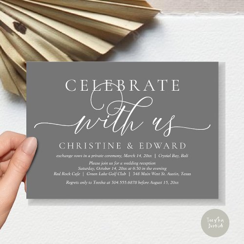 Celebrate with us Elopement Party Classy Grey Invitation