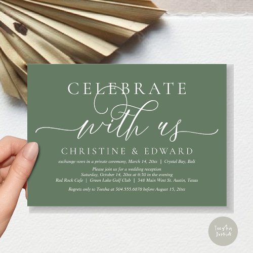 Celebrate with us Elopement Party Sage Green Invitation