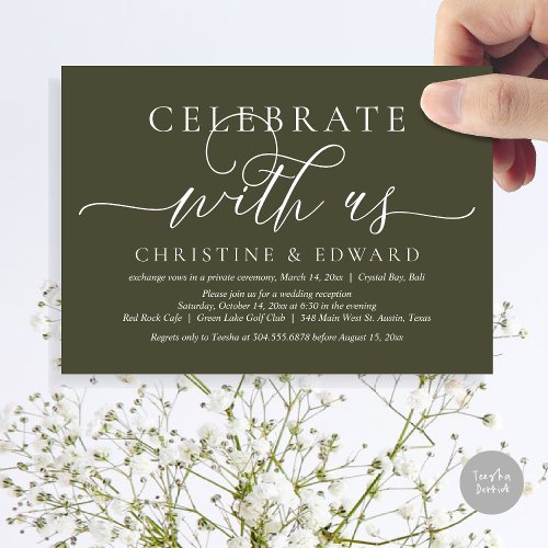 Celebrate with us Elopement Party Sage Green Invitation