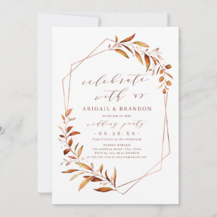 Celebrate With Us! Fall Greenery Geometric Wedding Invitation