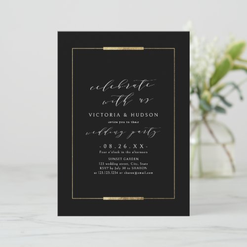Celebrate With Us Framed Elegance Simple Wedding Invitation
